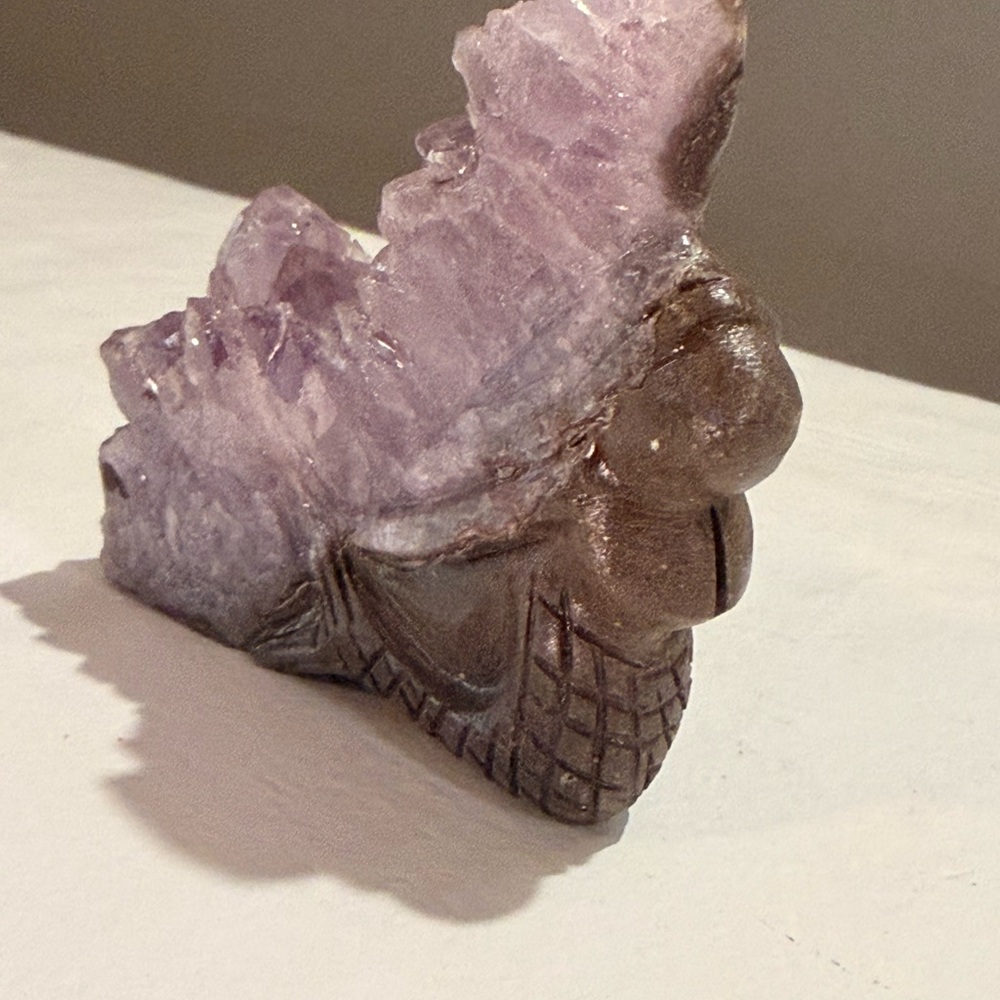 Amethyst Crystal Cluster Mermaid Carving Natural Quartz Geode Sculpture - Picture 4 of 7